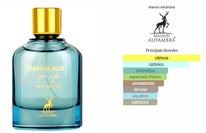 Daring Blue Maison Alhambra 100ml – Perfume Masculino Aromático Cítrico e Fougère Modern - Image 3