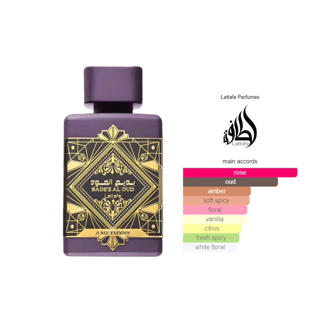 Lattafa Badee Al Oud Amethyst: Eau de Parfum Oriental Unissex | Fragrância Oud - Image 3